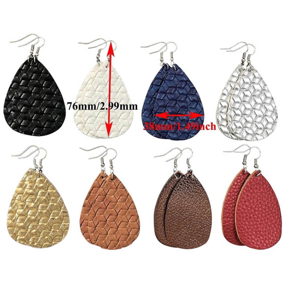 🛍️3/10$ Leather Teardrop Earrings - Picture 4 of 4